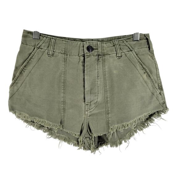 Free People Distressed Shorts Womens 6 Green Daisy Dukes BOHO Festival - Picture 1 of 11
